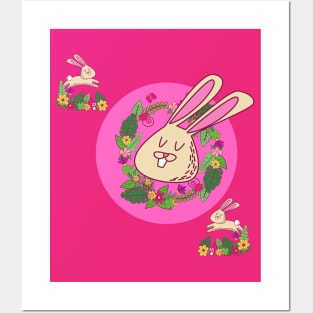 Cute Pink Bunnies Posters and Art